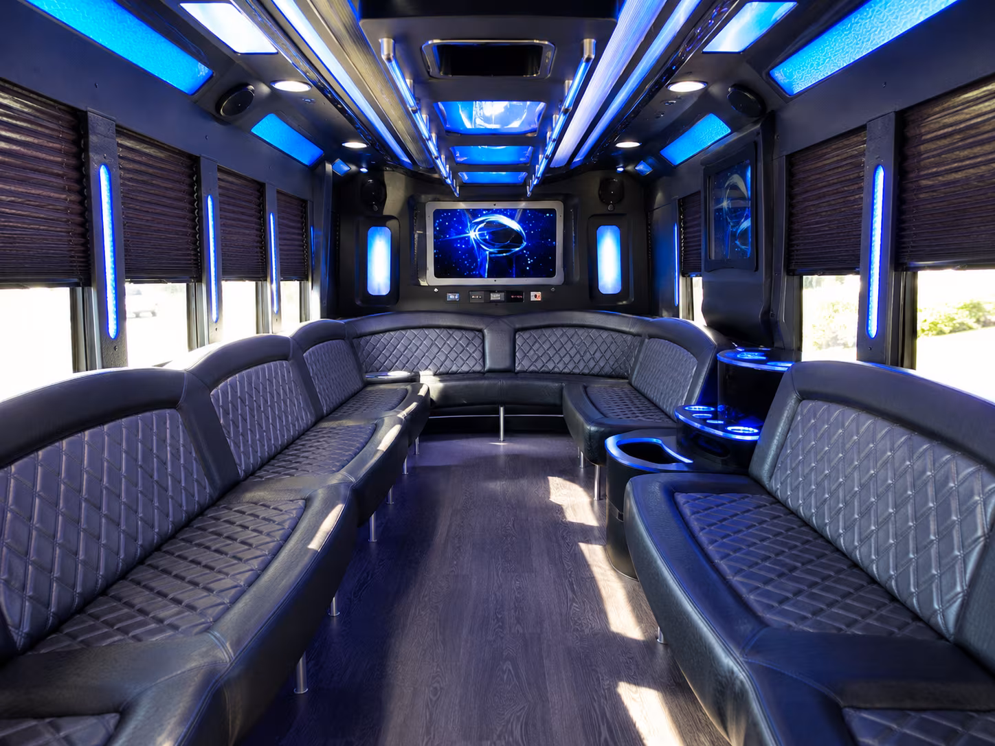 hemet 28 passenger party bus inside