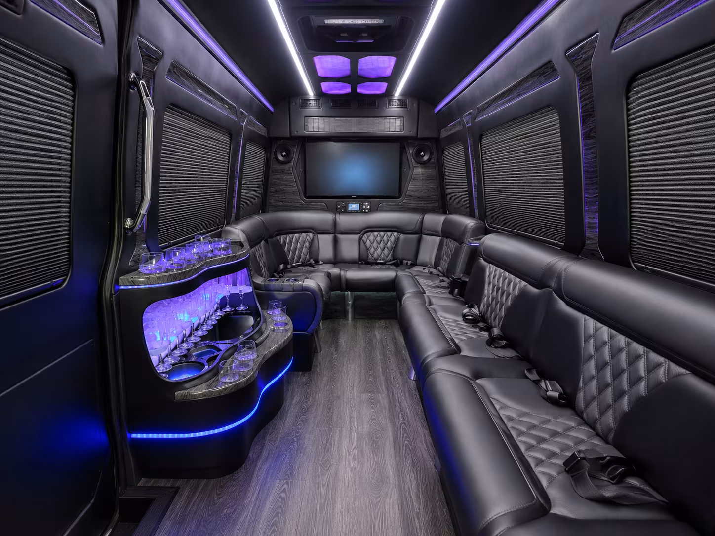 hemet 40 passenger party bus inside